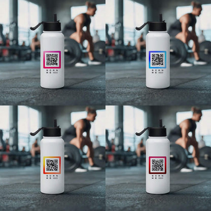 QRSona water bottle QR code style options – 8 unique designs to match your personal brand on stainless steel