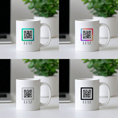 QRSona smart mug collection – choose from 8 customizable QR code designs for creators and professionals