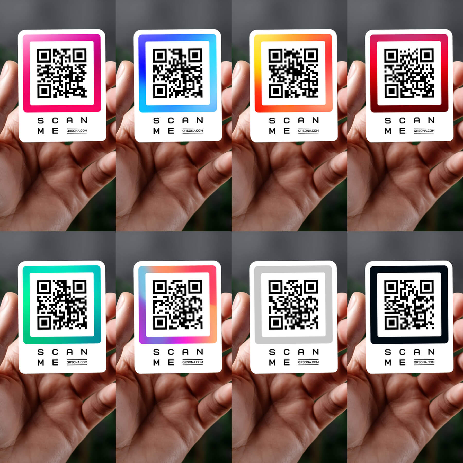 QRSona smart sticker collection – choose from 8 customizable QR code designs for creators and businesses