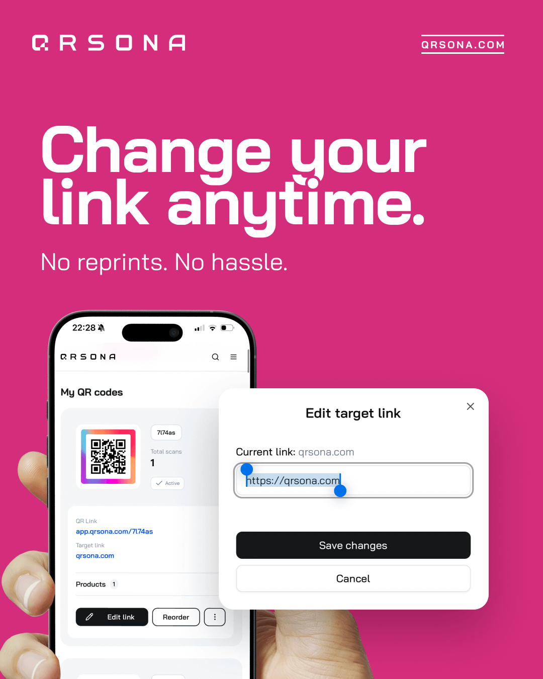 QRSona-Dashboard – Link jederzeit bearbeiten – Dynamischer QR-Code